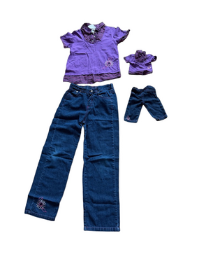 Dollie & Me Girls and Doll Purple Plaid Shirt and Jeans